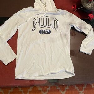 Polo by Ralph Lauren White Long Sleeve Tee with Navy Logo